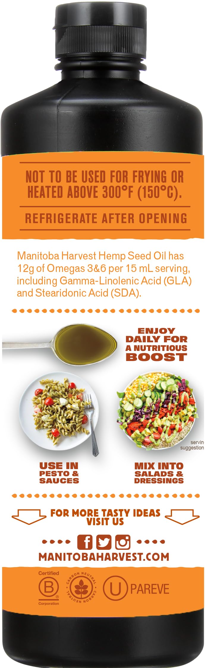 Manitoba Harvest Hemp Seed Oil, Cold Pressed, Premium Q