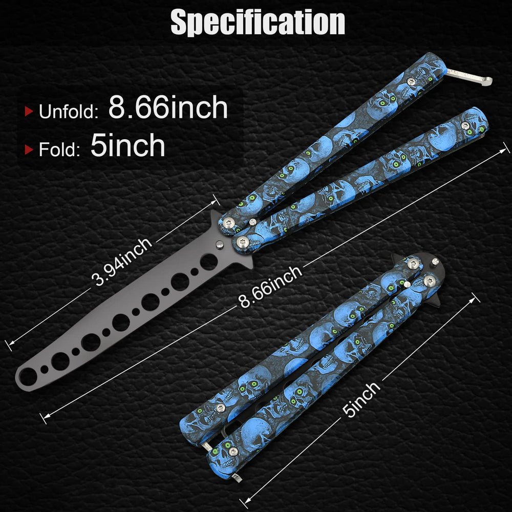 Practice Finger Trainer Tool, Steel Metal Folding Balisong Tool with Latch for Training and Practicing Flipping Tricks - Blue