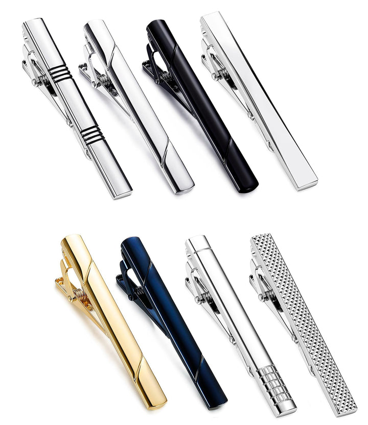 Jstyle 8Pcs Tie Clips for Men, Matte and Shiny Tie Clip