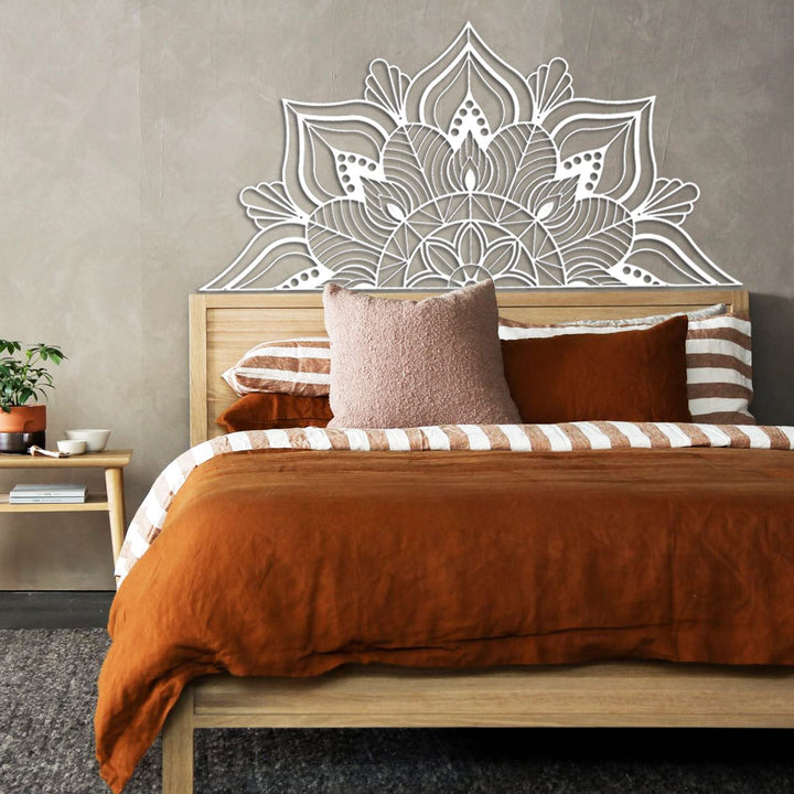Large Metal Mandala Wall Decor, Unique Lotus Flower Wall Art for Home Room Bedroom Office Indoor Outdoor Decoration (White)