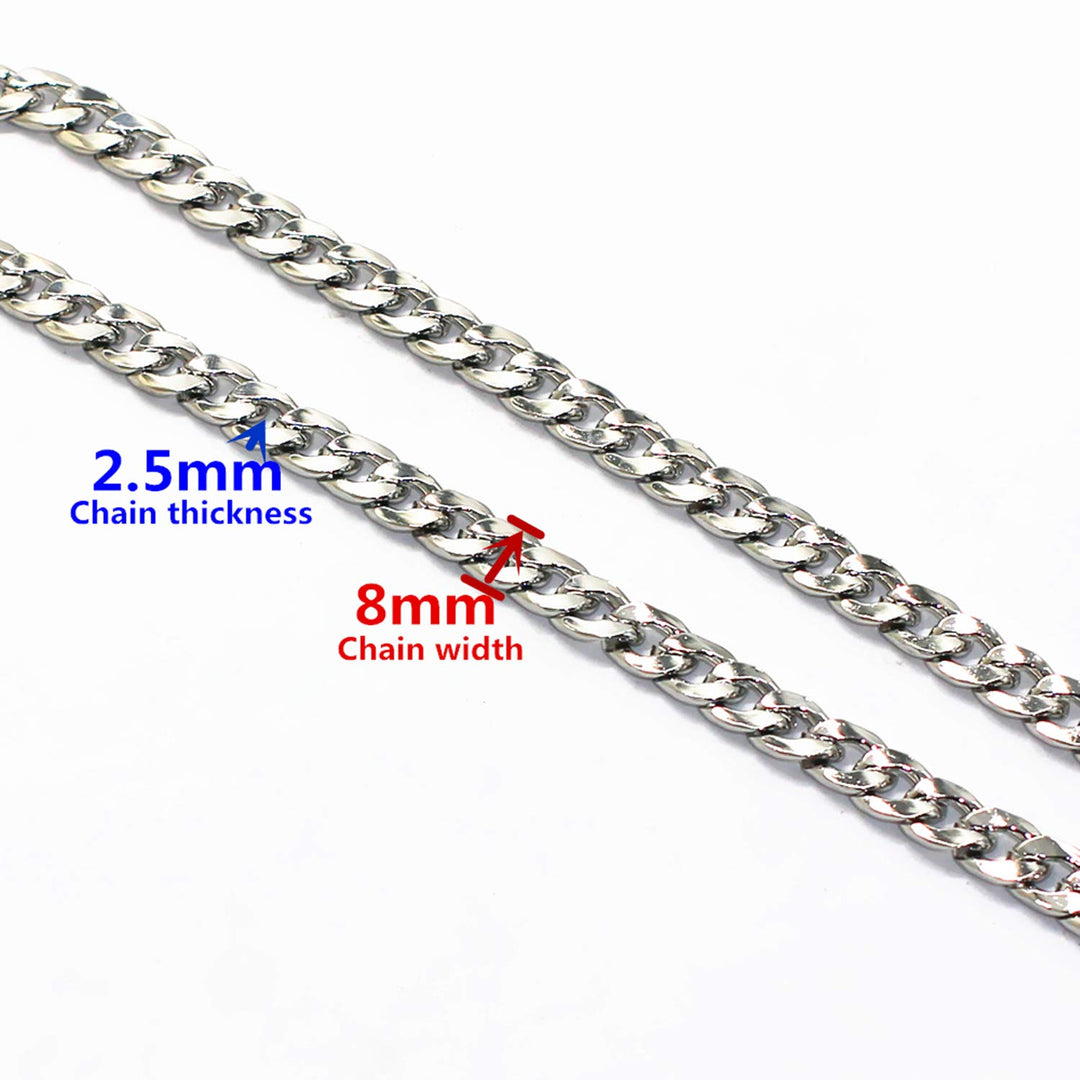 DIY Iron Flat Chain Strap Handbag Chains Purse Chain Straps Shoulder Cross Body Replacement Straps with Metal Buckles (47, Silver)