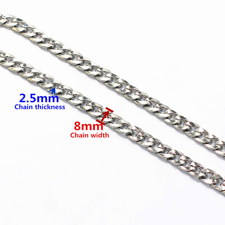 DIY Iron Flat Chain Strap Handbag Chains Purse Chain Straps Shoulder Cross Body Replacement Straps with Metal Buckles (47, Silver)