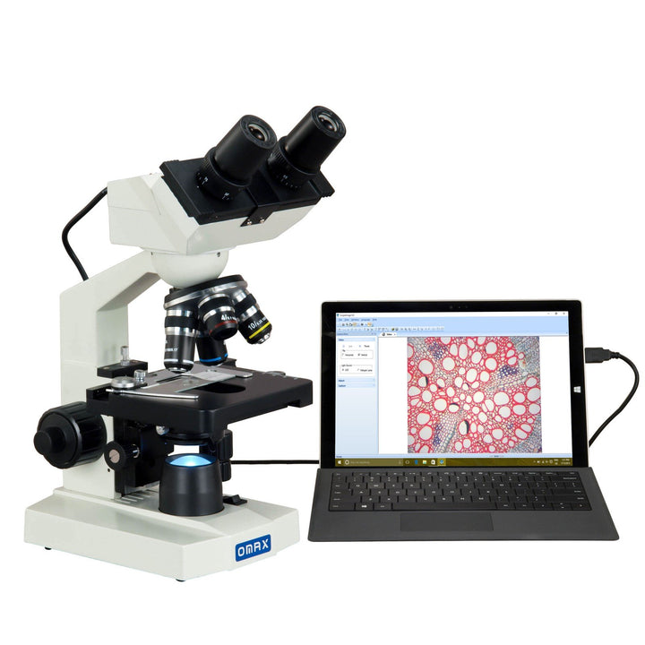 - MD82ES10 40X-2000X Digital LED Compound Microscope with Built-in 1.3MP Camera and Double Layer Mechanical Stage Compatible with Windows and Mac