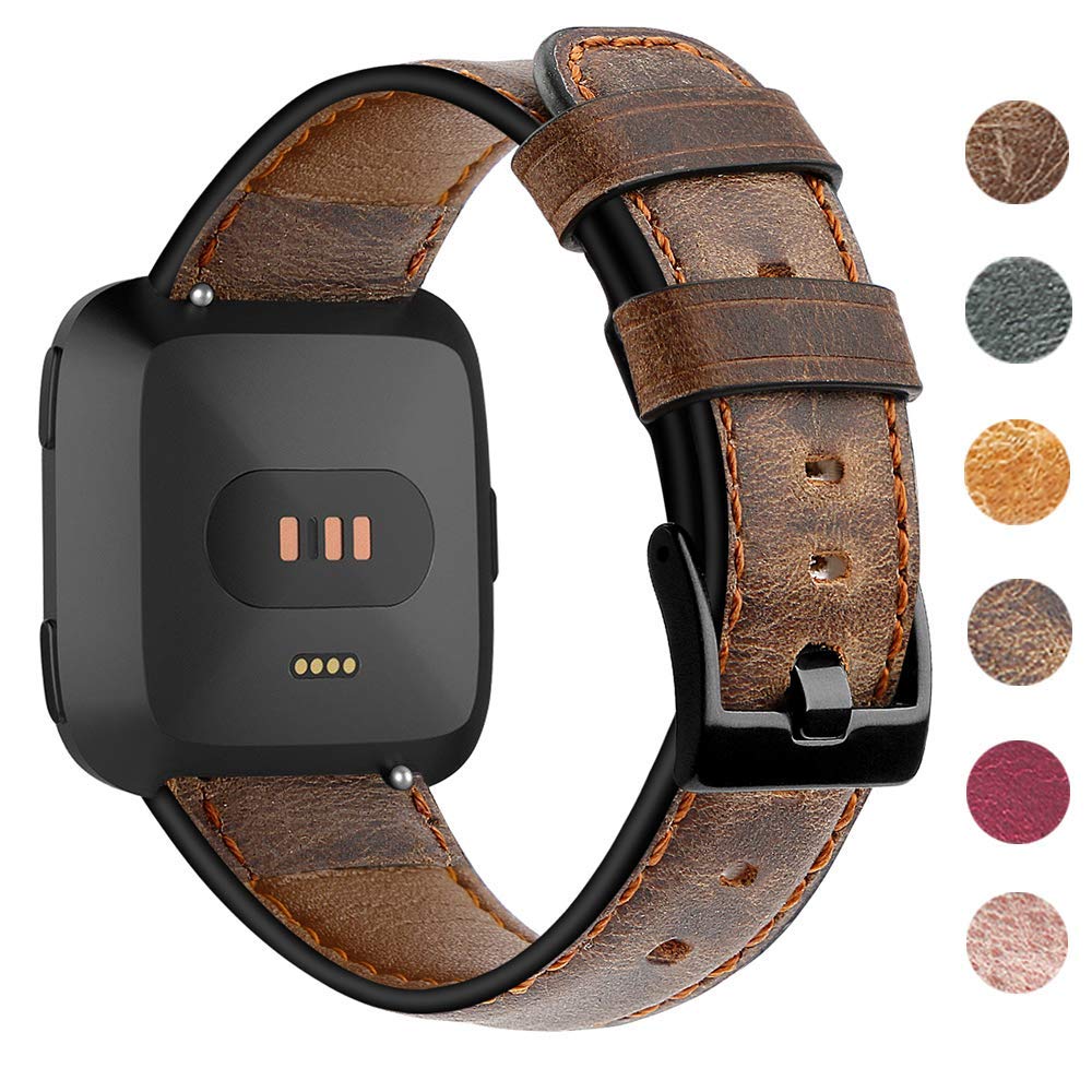 EZCO Leather Bands Compatible with Fitbit Versa/Versa 2