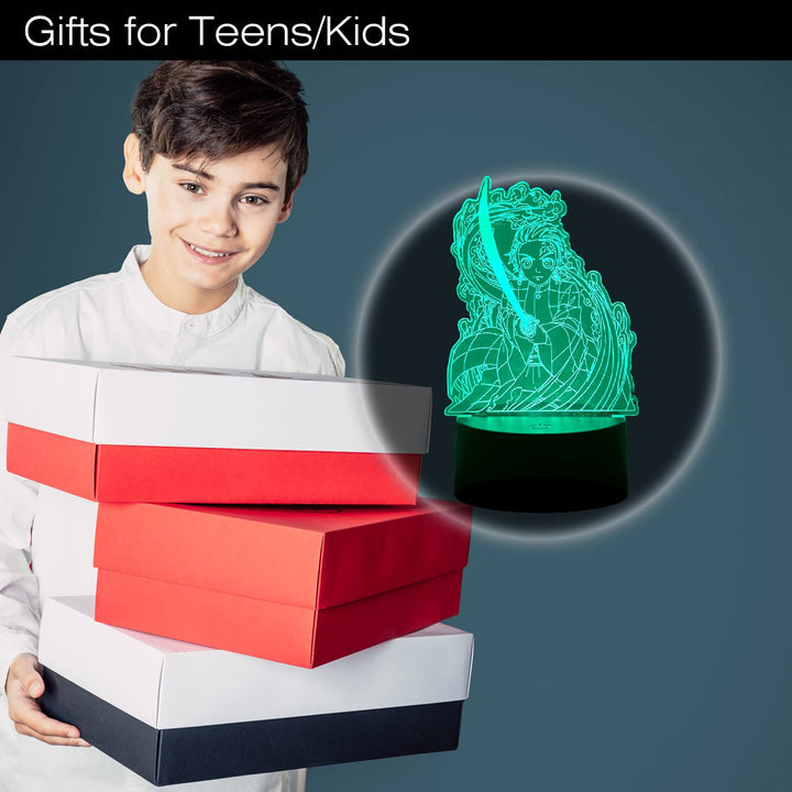 Demon Night Light, Bedroom Decor Gifts for Teenboys Teengirls Anime Lover, Kids Slayer Anime Light 3 Packs Images to Halloween Christmas Birthday Gift