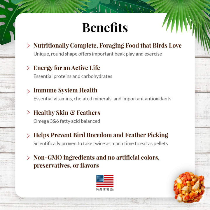 LAFEBER&#39;S Tropical Fruit Nutri-Berries Pet Bird Food, Made with Non-GMO and Human-Grade Ingredients, for Macaws and Cockatoos, 3 lb