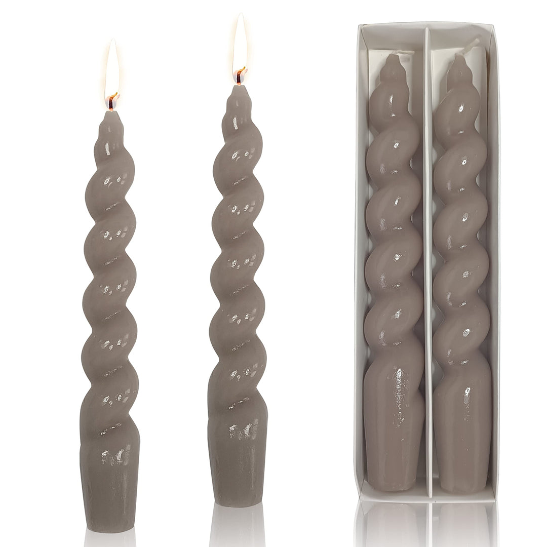 Brown Spiral Taper Candles Twisted Candles H 7.5inch Candles Stick Unscented Dinner Candle Dripless for Home Decor, Relaxation &amp; All Occasions(Brown)