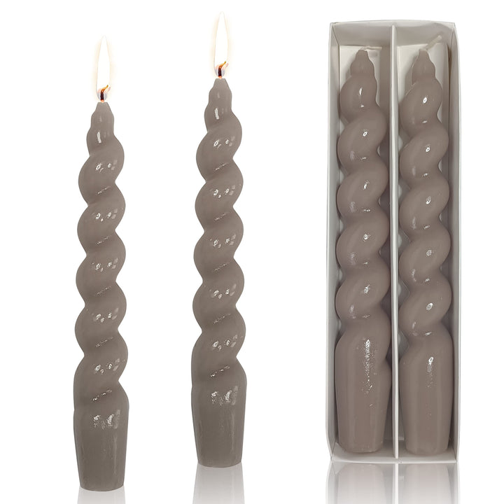 Brown Spiral Taper Candles Twisted Candles H 7.5inch Candles Stick Unscented Dinner Candle Dripless for Home Decor, Relaxation &amp; All Occasions(Brown)