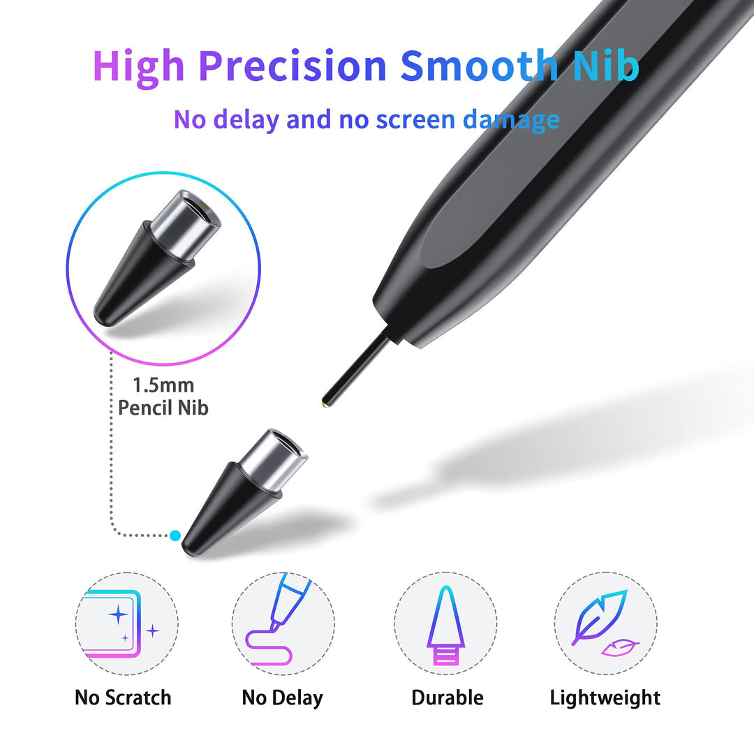 Stylus Pen, Tablet Pen Compatible for Android and iOS Touchscreens, Rechargeable Stylists Pen with Dual Touch Screen, Stylus Pencil for A-pple/Android/Tablet, Black