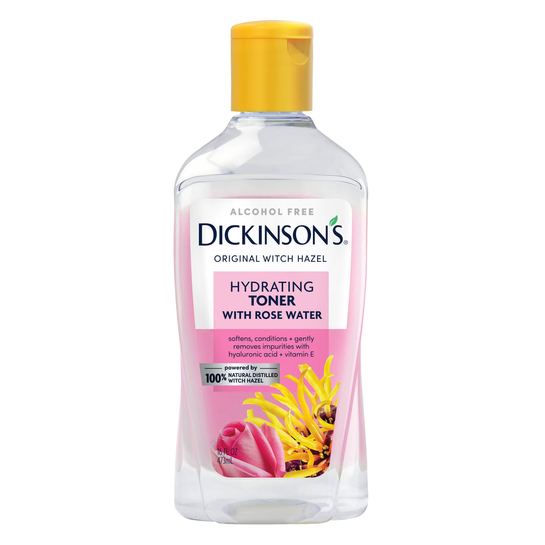 Dickinson&#39;s Enhanced Witch Hazel Hydrating Toner with Rosewater, Alcohol Free, 98% Natural Formula, 16 Fl Oz (Pack of 1)