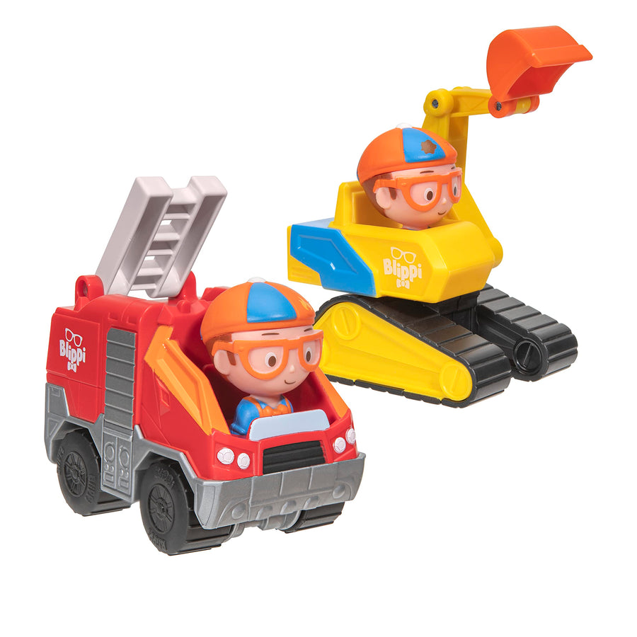 Mini Vehicles, Including Excavator and Fire Truck, Each with a Character Toy Figure Seated Inside - Zoom Around The Room for Free-Wheeling Fun - Perfect for Young Children