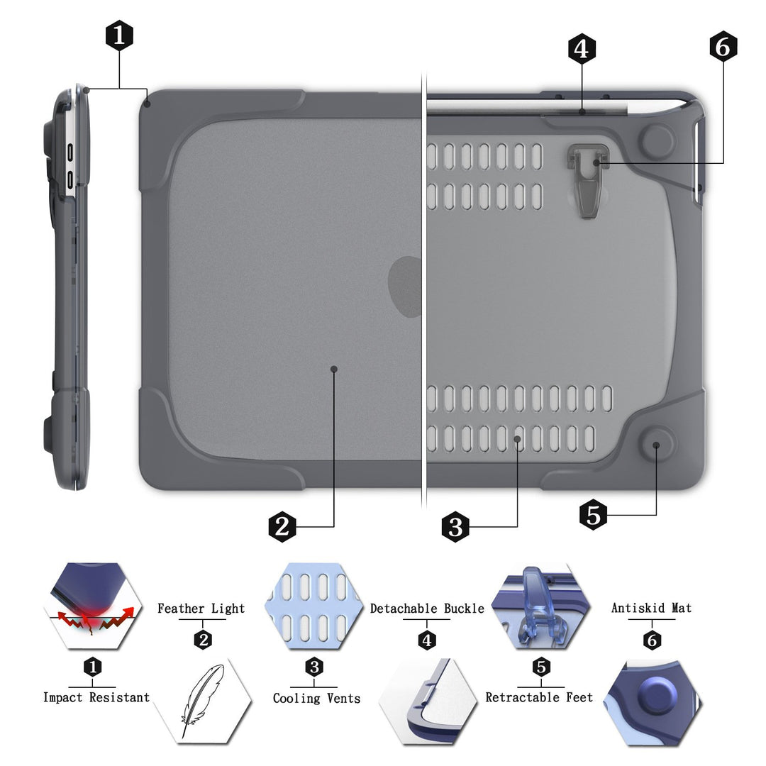 for MacBook Pro 15 Retina Case,StrongCase [Heavy Duty][Dual Layer] Hard Case Cover with Plastic Bumper for Apple MacBook Pro 15.4 with Retina Display (Compatible with A1398 2012-2015 Release) - Grey