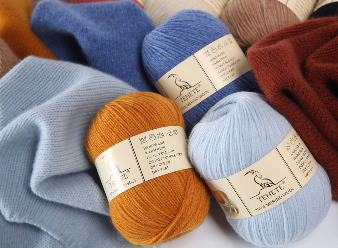 TEHETE 100% Merino Wool Yarn for Knitting 3-Ply Luxury 
