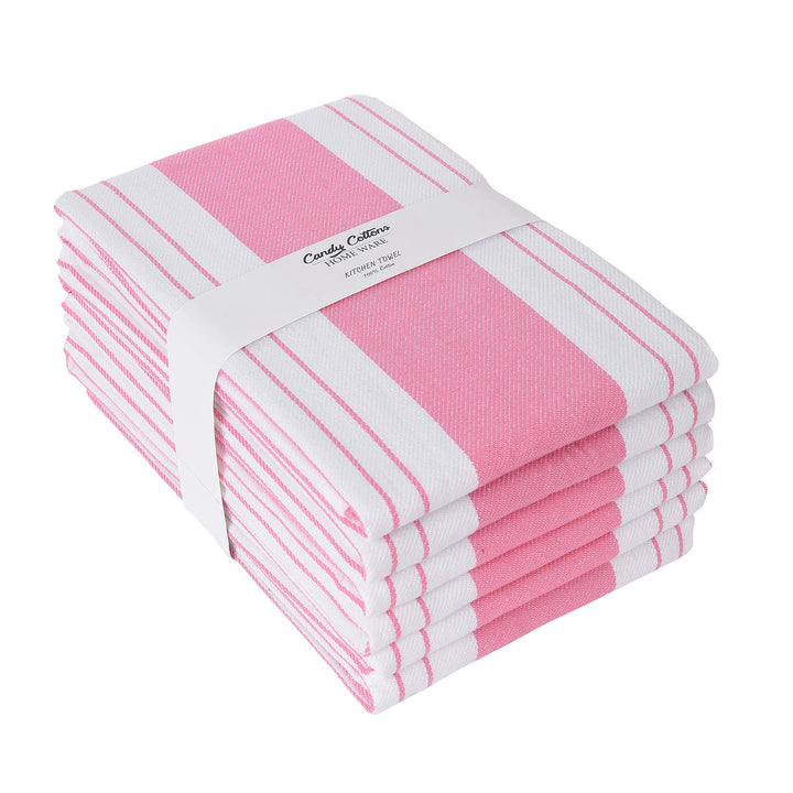 Stripe Kitchen Towels Decor Mordern Design Centreband Dish Towels Boho Stripe Absorbent Festive Gift Set of 6 Pantry Reusable Kitchen Dish Towel|Easter Spring Decor 18x28 in |Pink