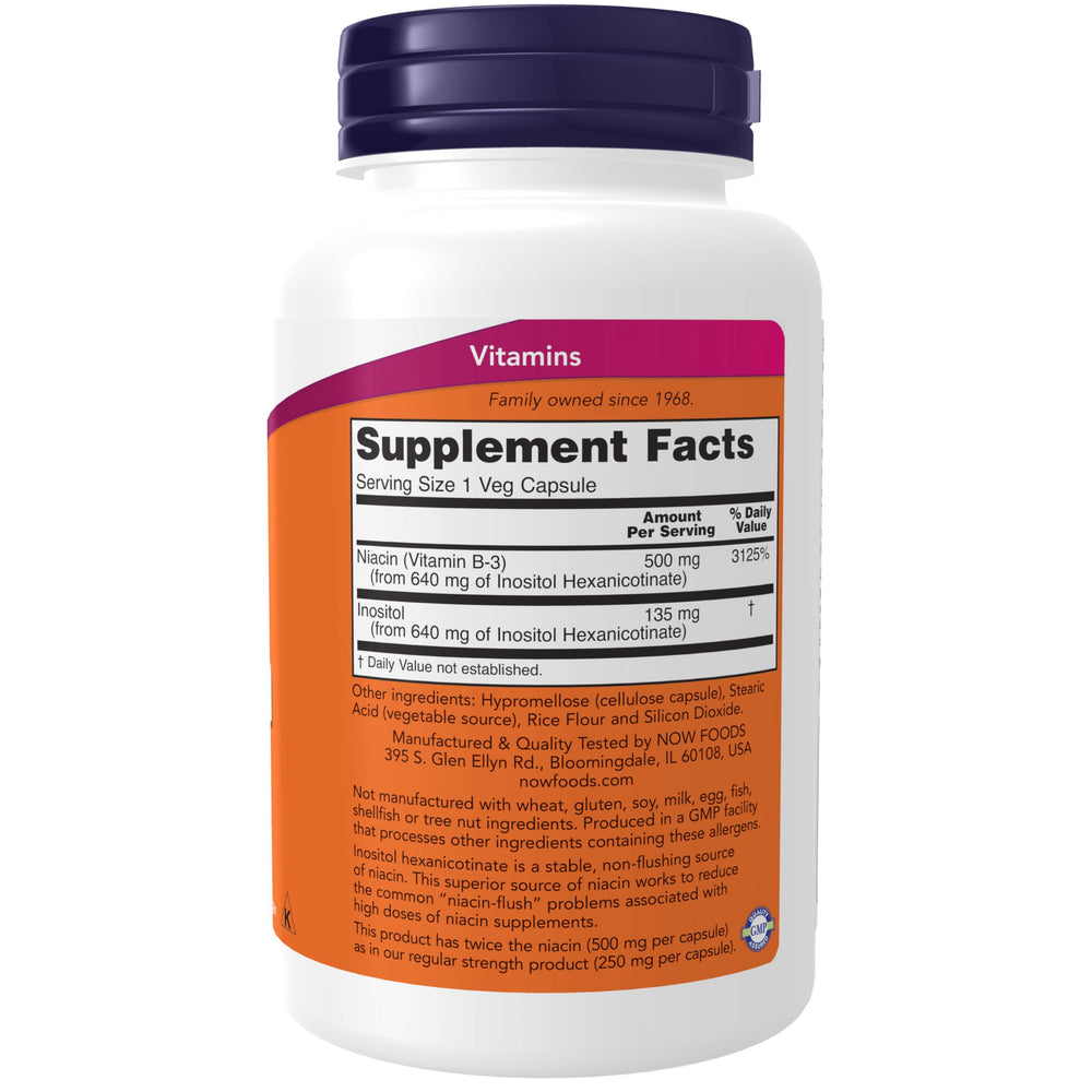 NOW Foods Supplements, Niacin (Vitamin B-3) 500 mg, Flu