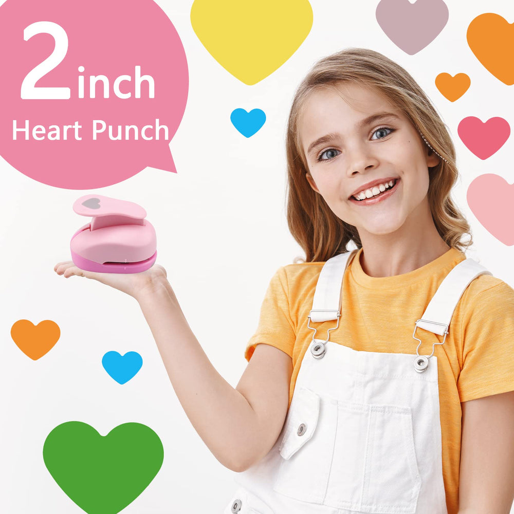 2 Inch Heart Punch, 50mm Heart Lever Action Craft Punch, Heart Shaped Hole Punch for Paper Crafts, Weddings, Cardstock, Gift Wrapping, Greeting Cards and Scrapbooks