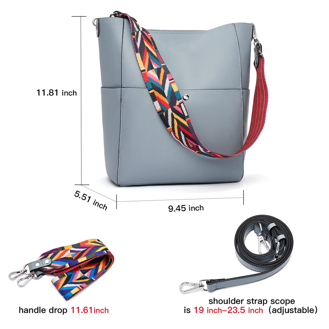 Handbags for Women Leather Hobo Bags Designer Shoulder Bucket Crossbody PurseBlue