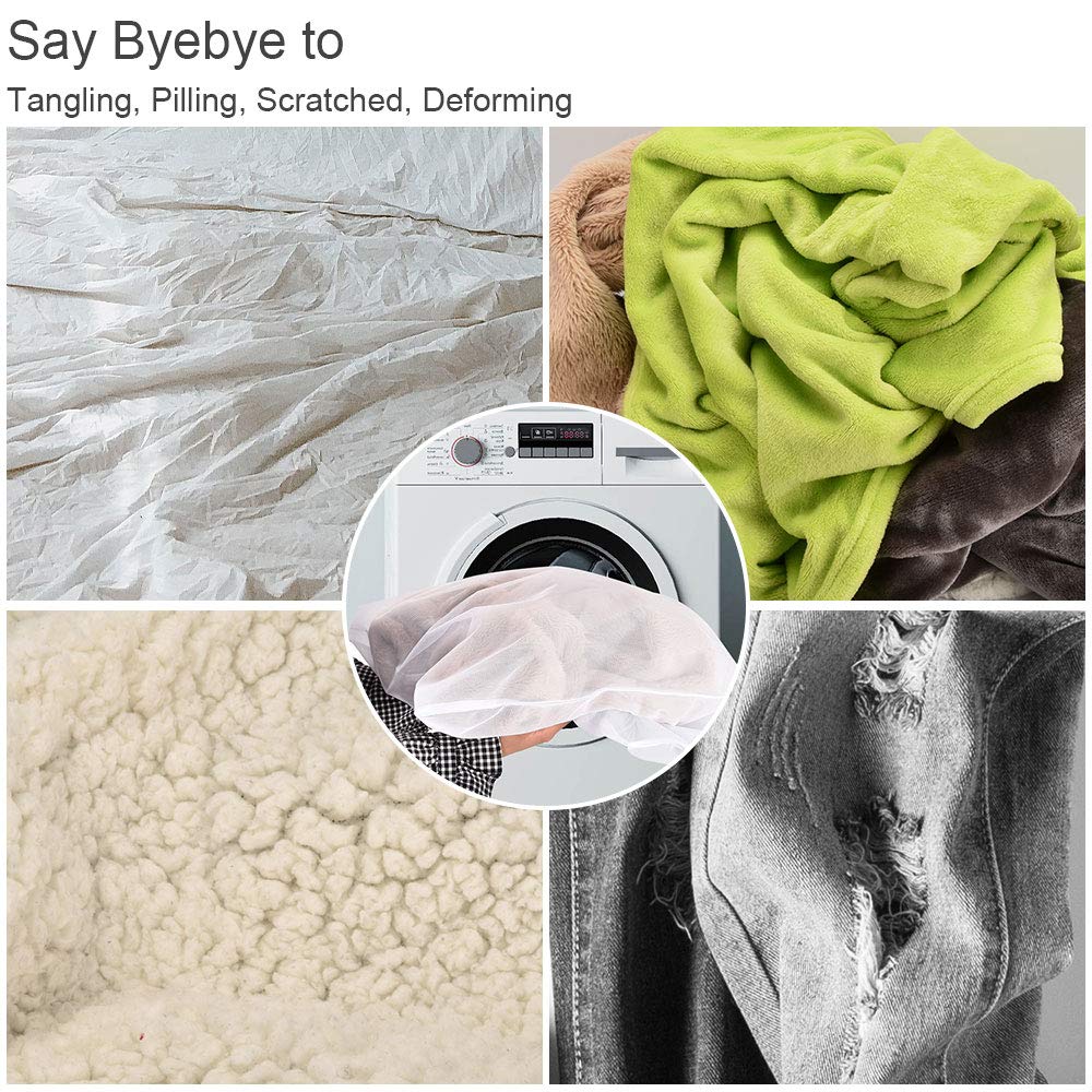 Mesh Laundry Bag for Delicates 2 Pack Garment Wash Bag 24 x 32 inch Zippered Large Washing Machine Bags for Sweater Dirty Clothes Washer Dryer Net Protector Travel College Dorm Organizer