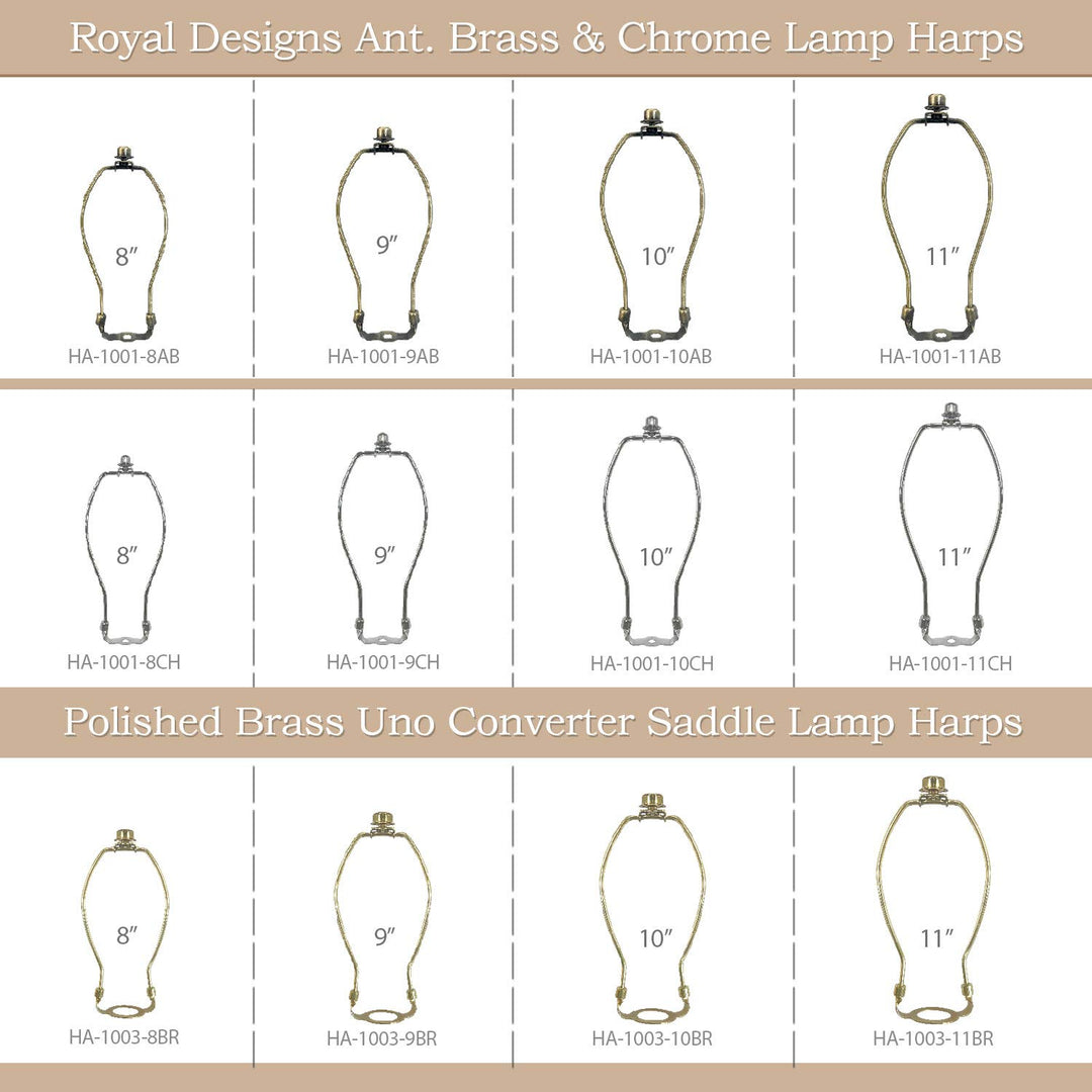 Heavy Duty Harp for Lamp Shade Holder, 7 inch, Polished Brown Base, Set of 2
