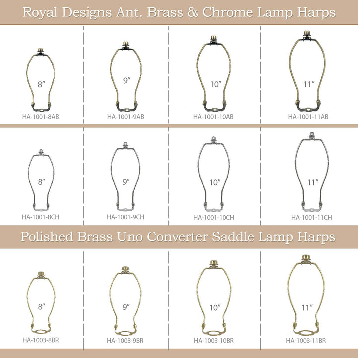 Heavy Duty Harp for Lamp Shade Holder, 7 inch, Polished Brown Base, Set of 2