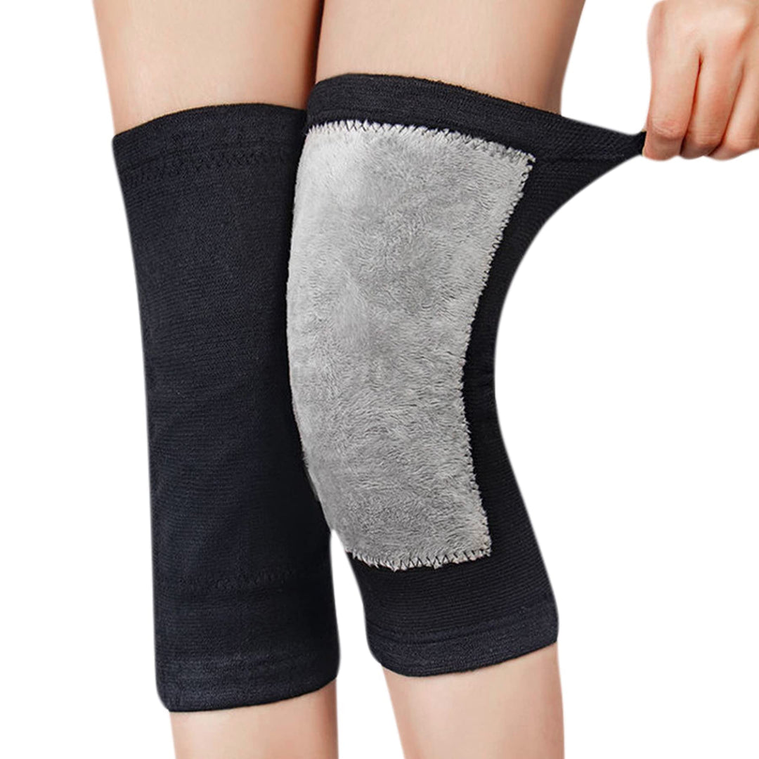 JUMISEE 1 Pair Cotton Compression Knee Sleeve for Men Women, Warm Fleece Lined Knee Brace Leg Support for Running Pain Management Arthritis Pain Relief Rheumatism