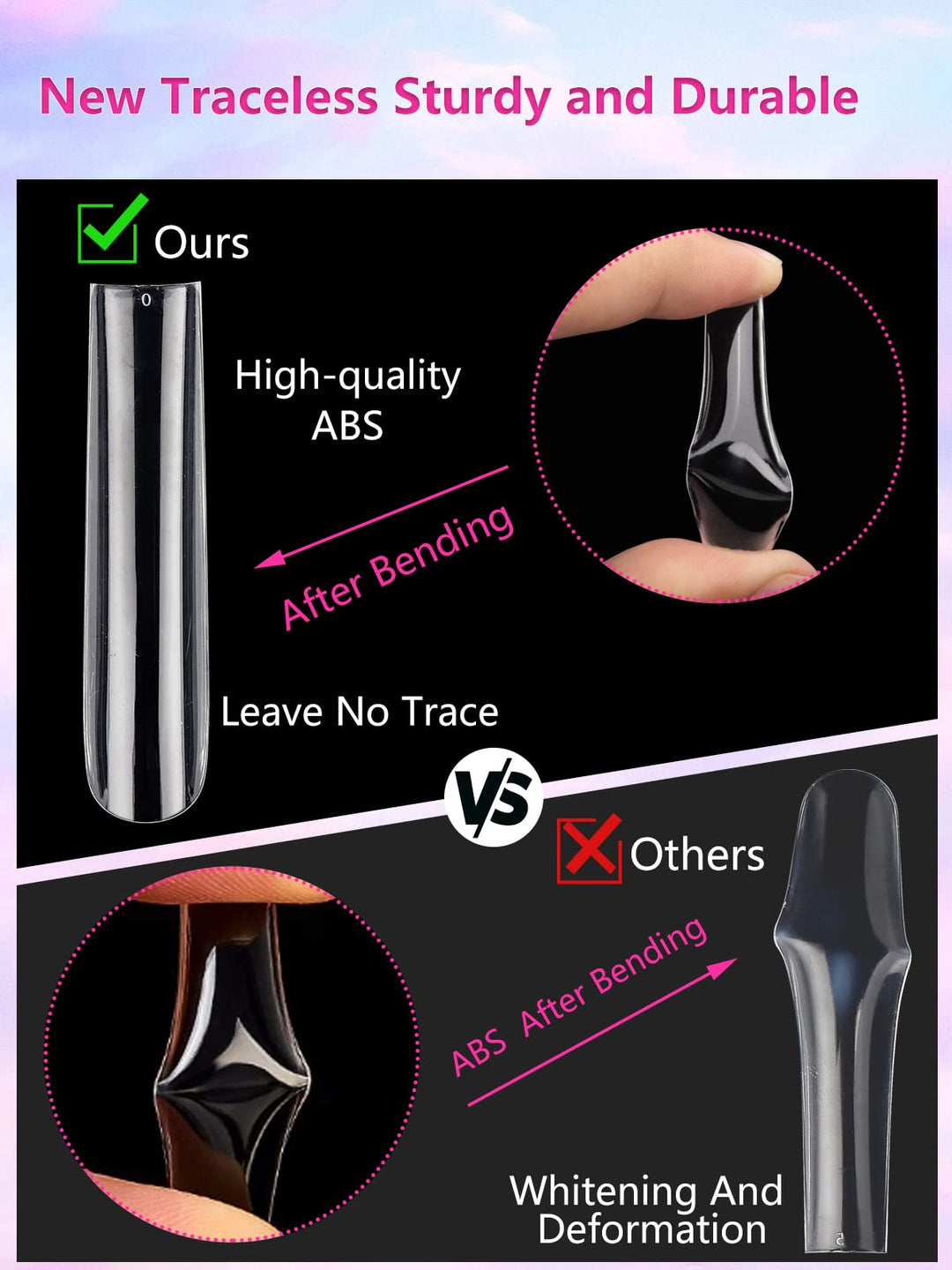 504Pcs Clear Nail Tips for Acrylic Nails Professional, XXL Extra Long Tapered Square Acrylic Nail Tips, Full Cover Fake Nails False Nails, Nail Extension for Manicure Salon Home DIY Nail Art 12 Sizes