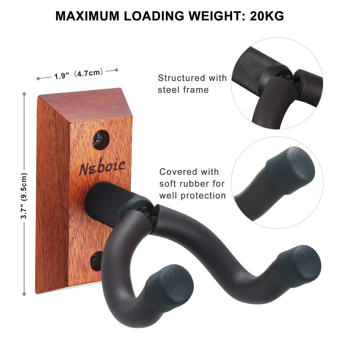 3 Pack Guitar Wall Mount, Wood Guitar Wall Hanger, Guitar Hook, Guitar Accessories for Acoustic Electric Bass Guitar Ukulele Banjo Mandolin
