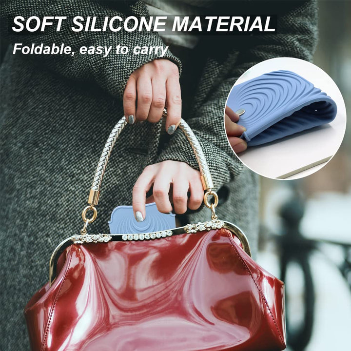 Heat Resistant Silicone Mat Pouch for Hair Straightener, Non-Slip Travel Pad Cover for Curling &amp; Flat Iron, Portable Styling Heat Mat Holder for Curler Wand and Hot Waver (Blue)