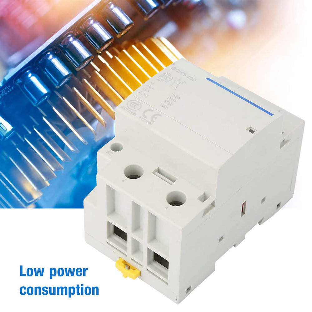 Electrical AC Contactor, Household Ultra-Silent Modular Contactor Industrial 100A 2 Pole BVH8-100 Household AC Contactor for Building Electrical Control Fields(AC230V)