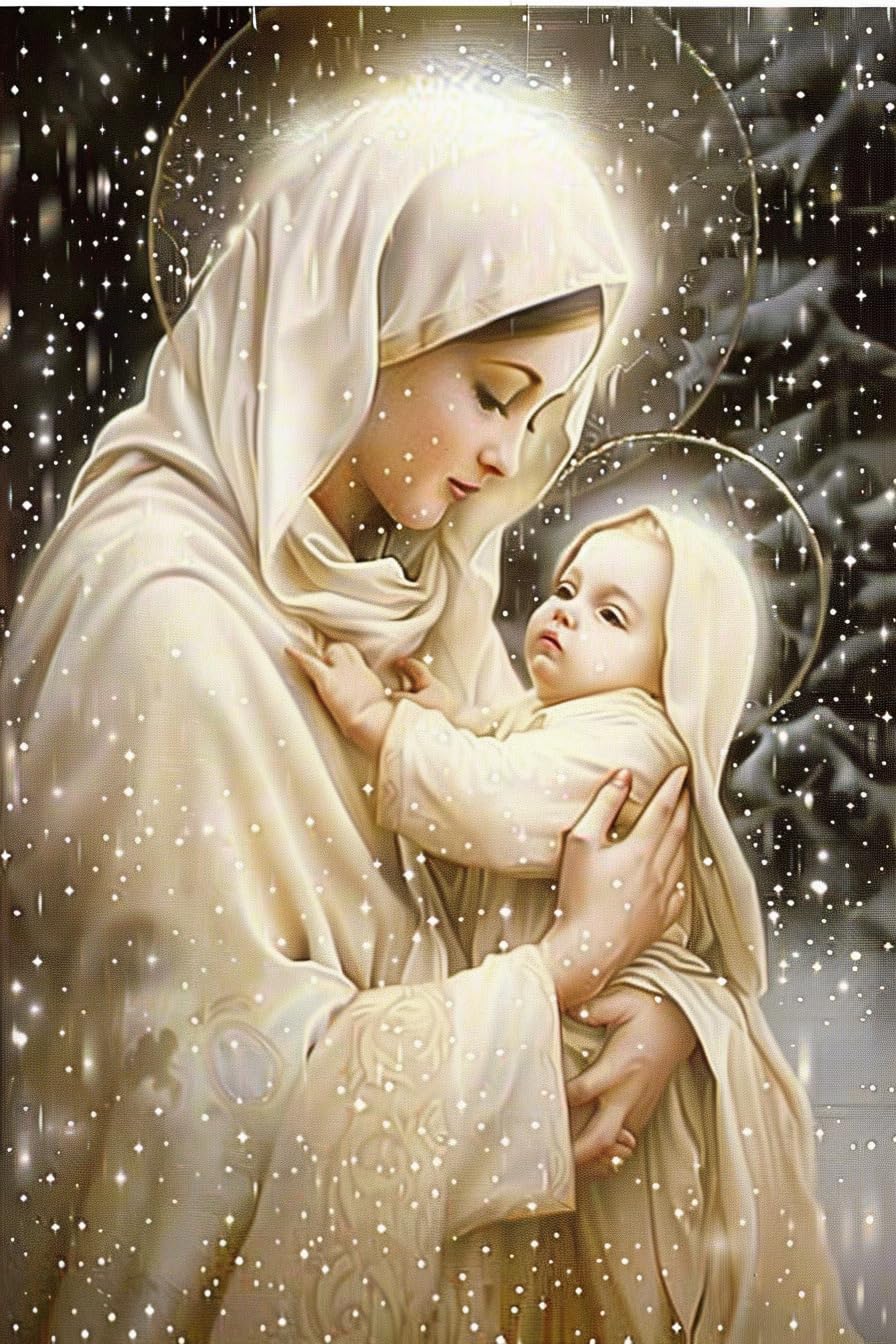 DIY 5D Virgin Mary &amp; Diamond Art Painting by Number Kits for Adults Full Square Drill Embroidery Cross Stitch Crystal Rhinestone for Wall Decoration (JS78, 15.8x19.8inch/40x50cm)