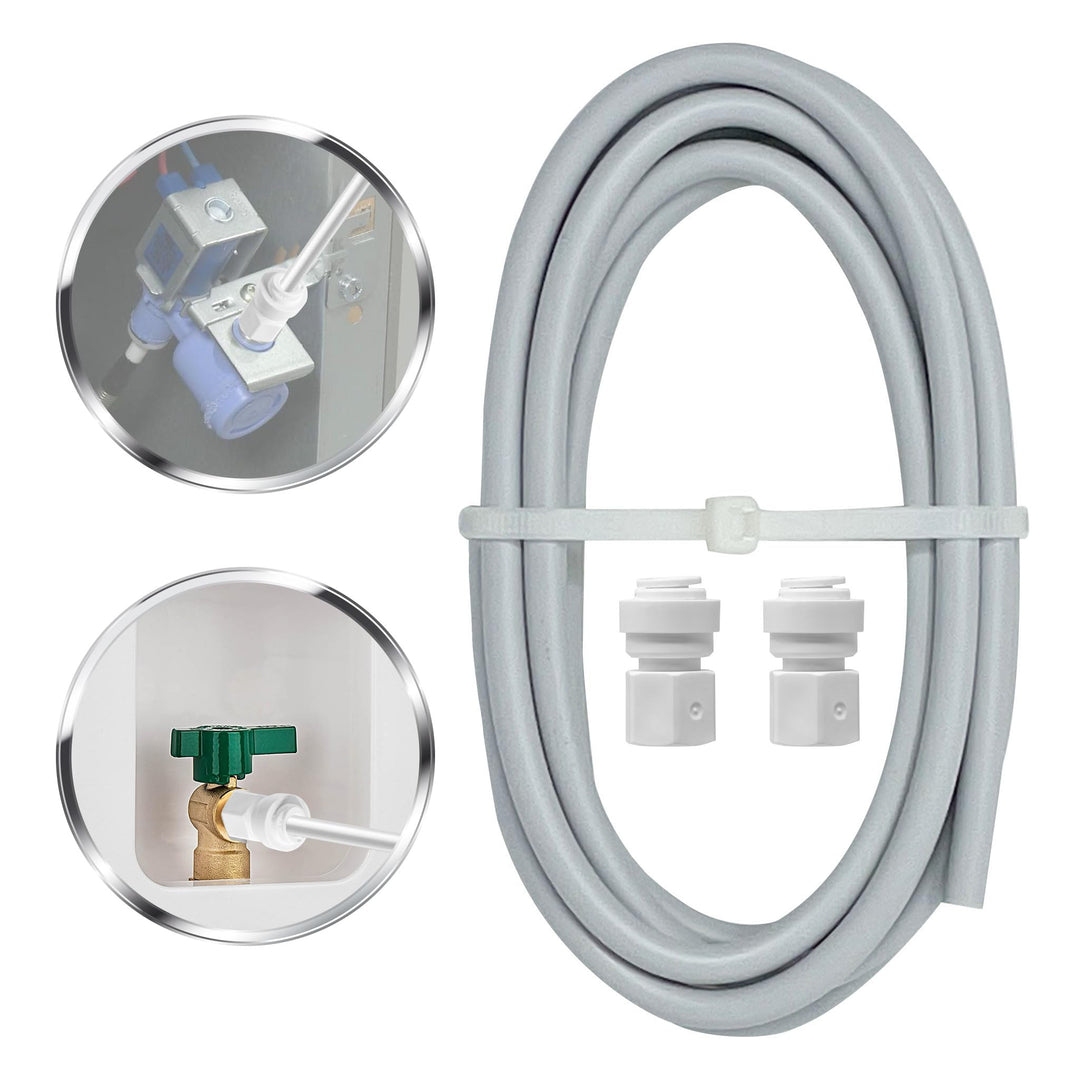 Metpure 6' Feet x 1/4 OD PEX Water Line for Refrigerator Ice Maker Kit with 1/4 Quick Connect Female Adapters. Connect from Shut-Off Valve to Refrigerator. Requires No Tools.