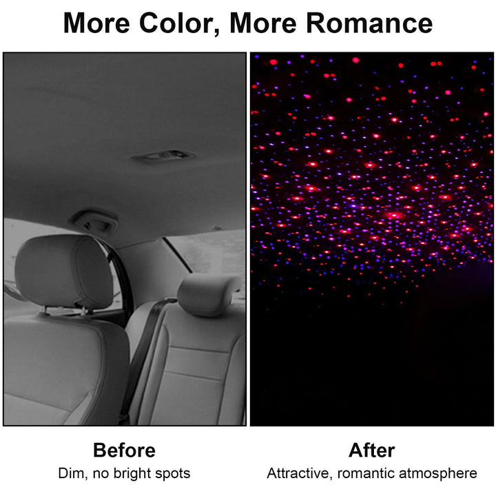 USB Star Night Lights Projector, Sound Activated 3 Modes 2 in 1 Interior Car Roof Lights, Adjustable Romantic Portable Car LED Light Decorations for Car, Ceiling, Bedroom (Red/Purple)