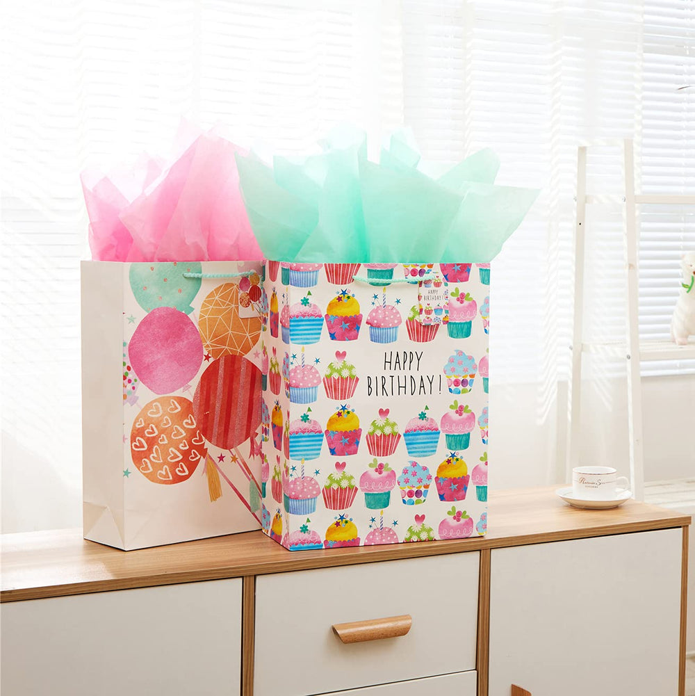 16.5 Extra Large Gift Bags for Birthdays Party with Tis