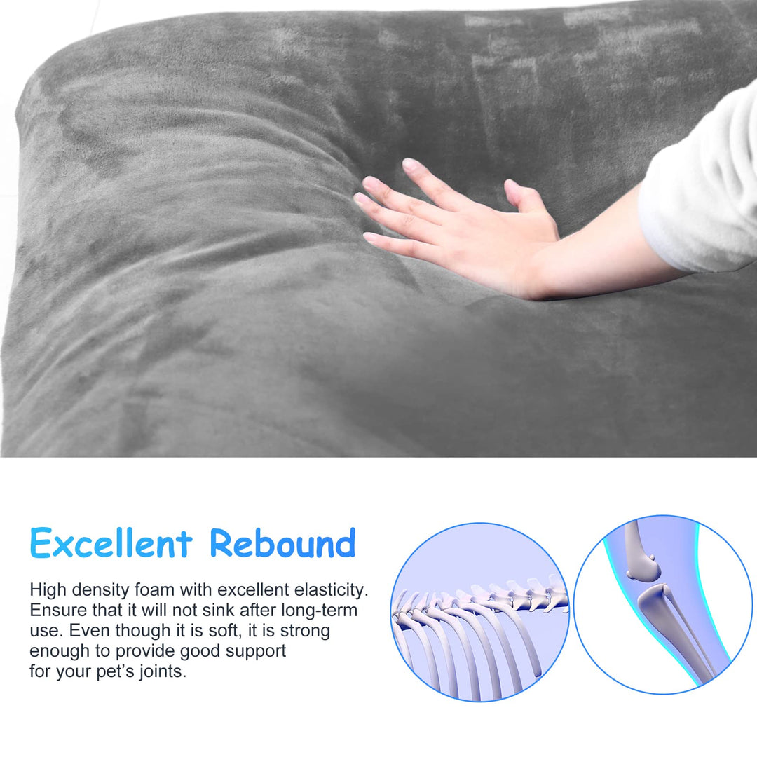 Super Soft Extra Large Dog Bed, 47 Inches Orthopedic Foam Dog Beds for XL Dogs, Jumbo Pet Bed with Anti Slip Bottom, Pets Sleeping Mattress with Removable and Washable Cover, Grey