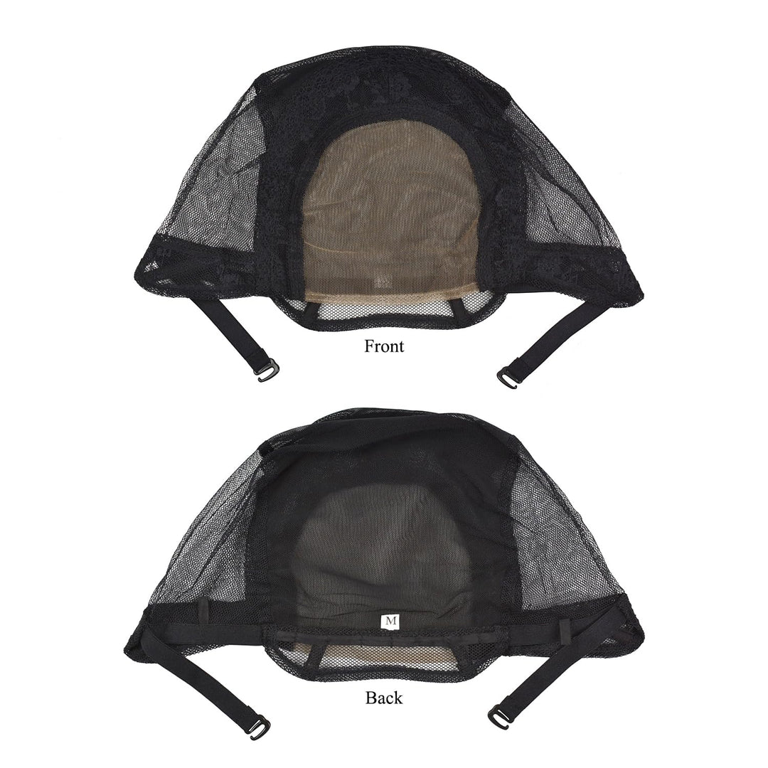 2 Pieces Black 4X4 Inch U Part Swiss Lace Wig Cap with Adjustable Straps on the Back Glueless Hairnets Lace Wig Cap for Making Wigï¼Ë†Black Mï¼â€°