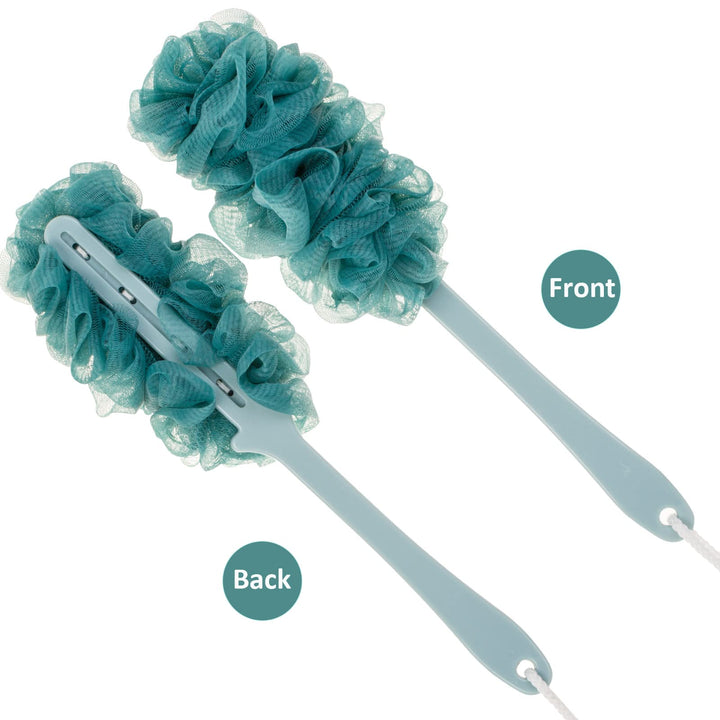 Lufa Back Scrubber for Shower, Anti-Slip Long Handle Bath Sponge Shower Brush, Soft Nylon Mesh Back Cleaner Washer, Loofah on a Stick Body Brush for Women&amp;Men (DarkTurquoise)
