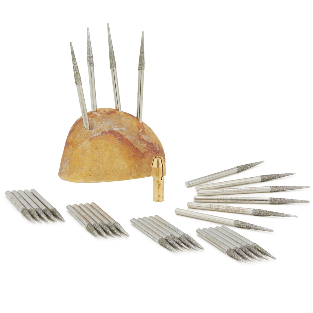 2.5mm Diamond Grinding Head Tapered Bits Carving Burrs Shank 3/32“ for Nail Drill Pack of 30Pcs
