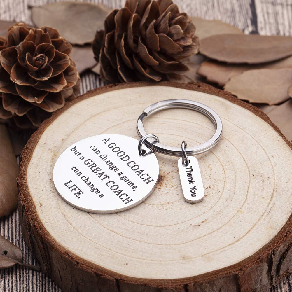 Coach Keychain Gifts for Coaches Men Women Basketball Cheerleading Thank You Appreciation Retirement Gifts Key Chain Gymnastics Swim Volleyball a Great Coach Can Change a Life Key Tag Pendant Gifts