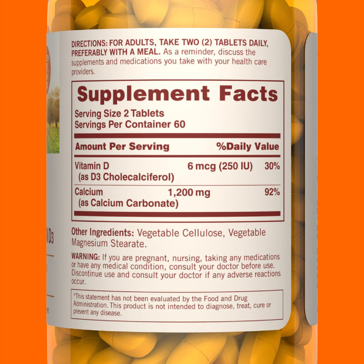3M Sundown Naturals Calcium 600 Plus Vitamin D3, 120 Ca