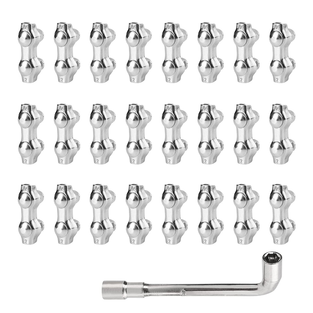 24pcs 1/16 Cable Clamps M2 Duplex Wire Rope Clips,304 Stainless Steel Rope Clamps with Anti-Loosening Lock Nuts,1/16 Wire Rope Fasteners Clamps for Hanging Wire,Garden Wire,Fence Wire