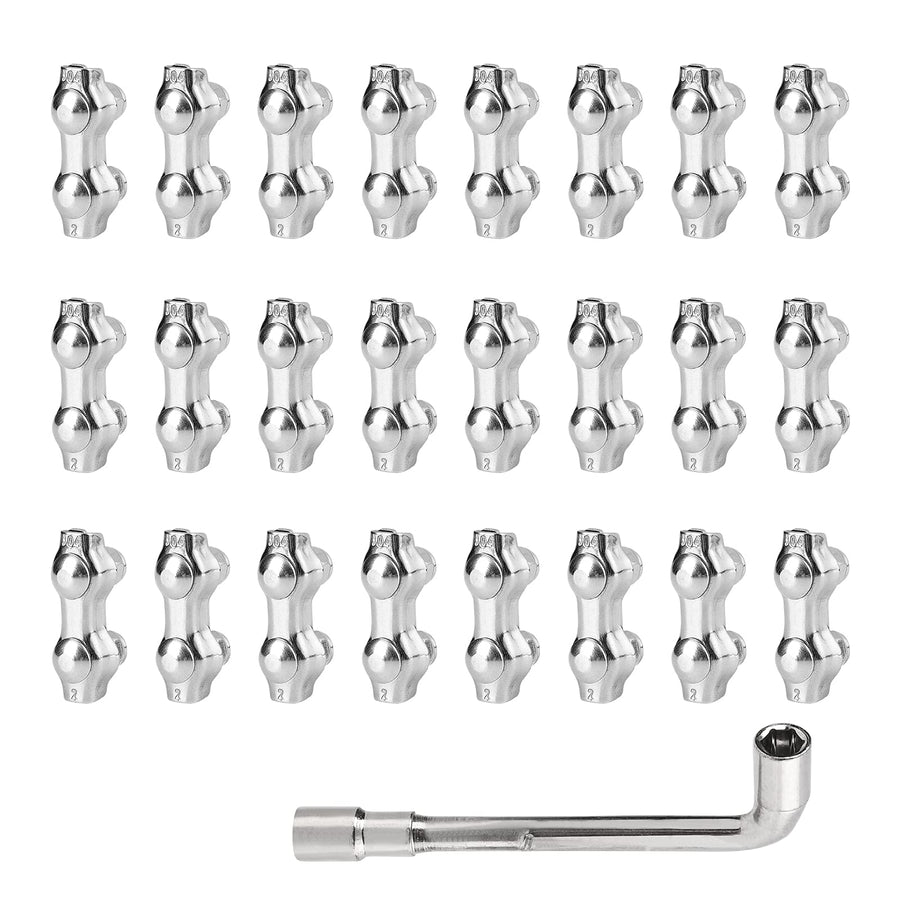24pcs 1/16 Cable Clamps M2 Duplex Wire Rope Clips,304 Stainless Steel Rope Clamps with Anti-Loosening Lock Nuts,1/16 Wire Rope Fasteners Clamps for Hanging Wire,Garden Wire,Fence Wire