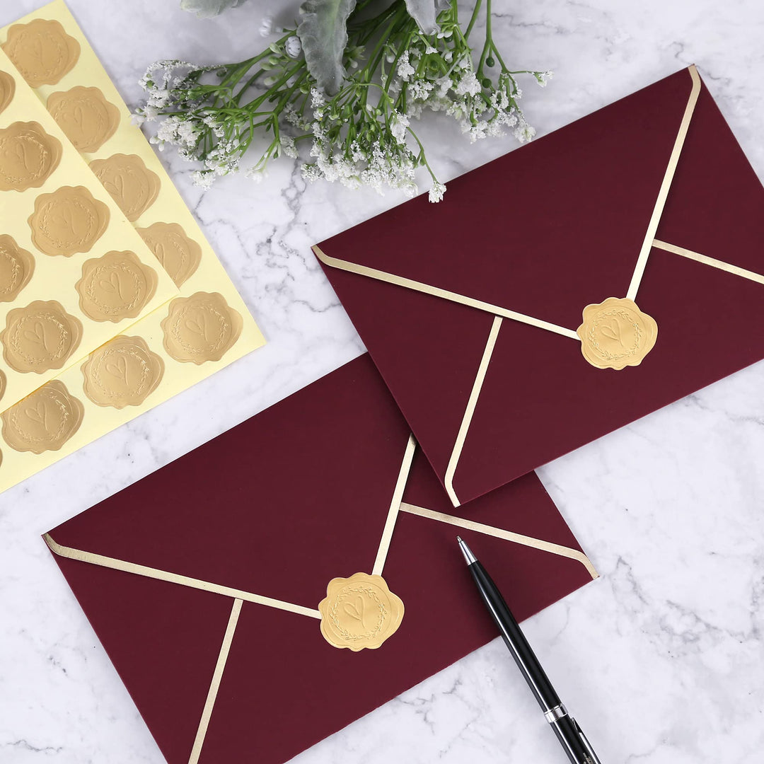 DreamBuilt 300pcs Gold Embossed Wax Seal Looking Heart 