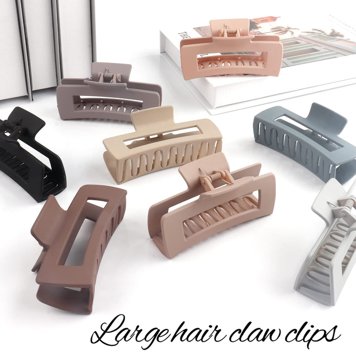 8Pcs Big Hair Claw Clips Strong Hold Large Claw Clips for Thick Thin Long Hair Noslip Rectangular Hair Clips for Women Girls, 4.13 Inch Jaw Clips Gifts