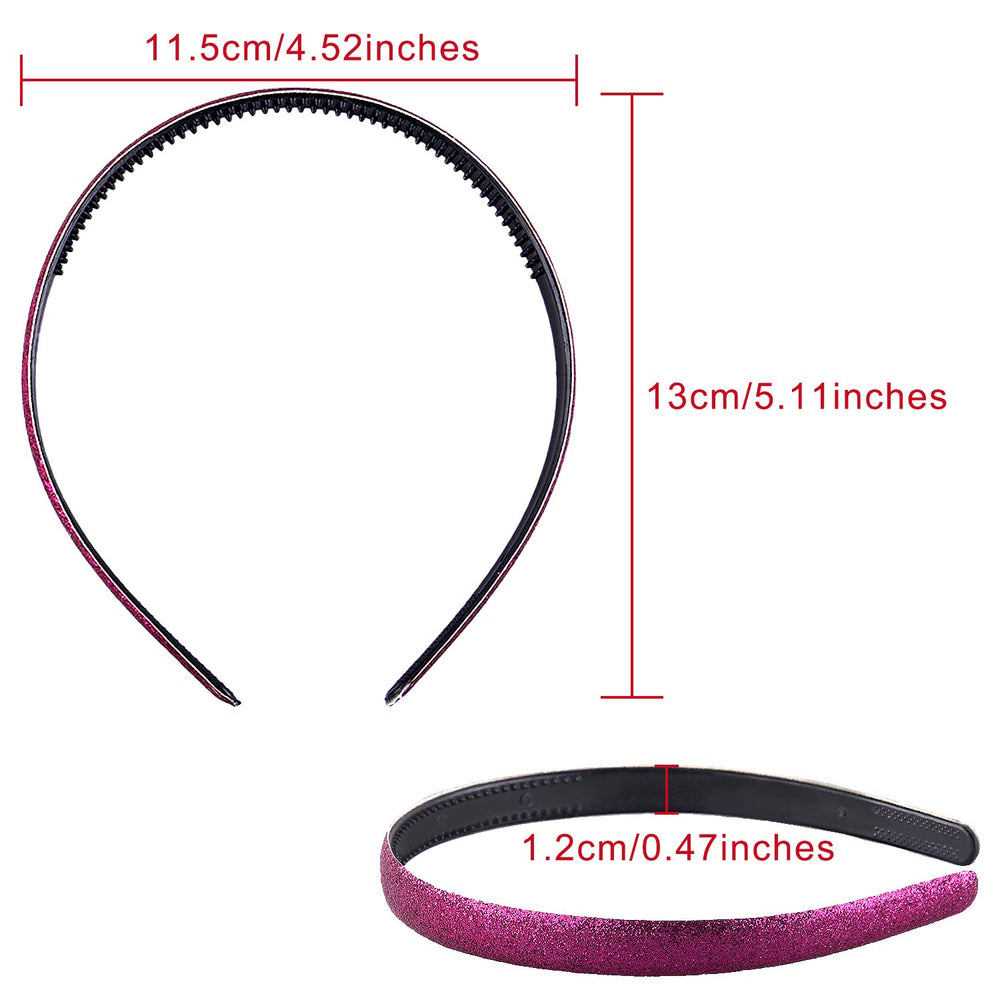 20 Pieces Glitter Headbands Colorful Plastic Headbands with Teeth Sparkle Headbands for Girls and Women, 20 Colors