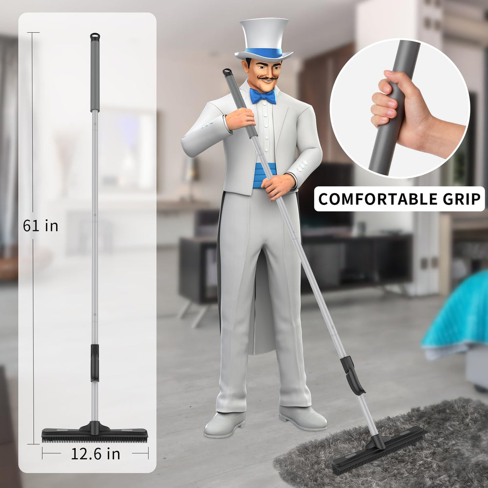 MR.SIGA Pet Hair Removal Rubber Broom with Built in Squ