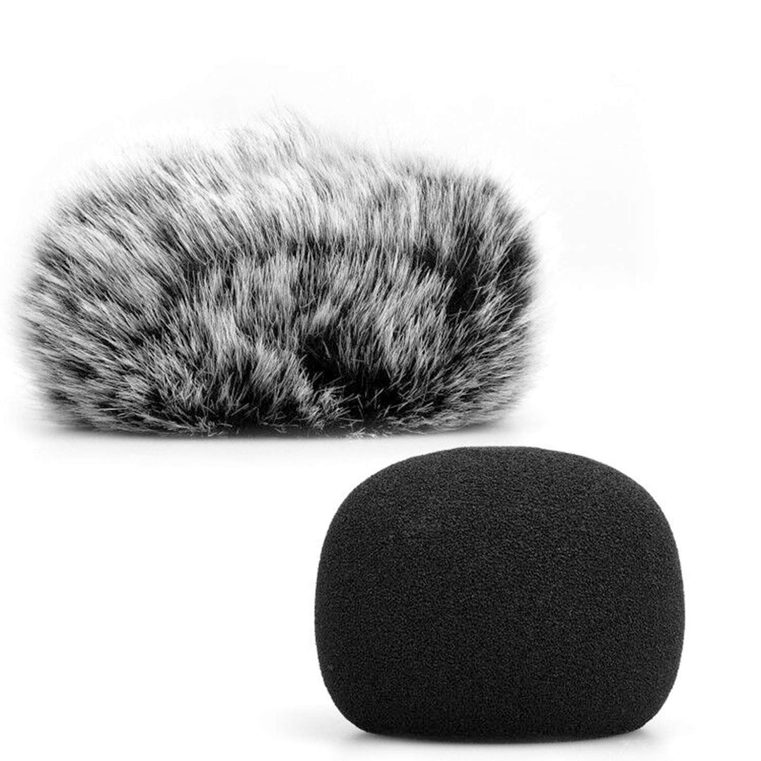 Microphone Windscreen, Furry Windscreen Muff Wind Cover + Foam Microphone Windscreen Cover Compatible with Zoom H1 H1n Apogee Mic and More, Furry &amp; Foam 2Pack