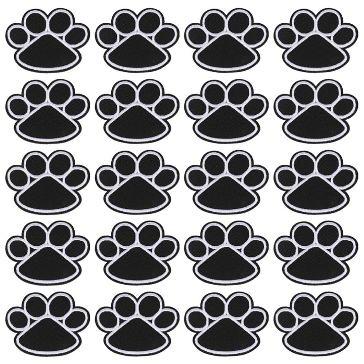 EXCEART 20pcs Dog Paw Puppy Black Paw, Heart Iron On Embroidered Patches Appliques Sewing Cloth for Clothing