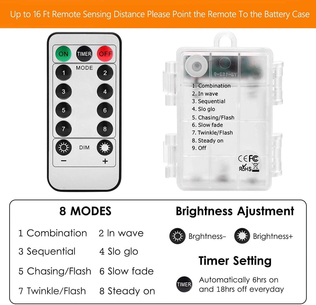 LED Rope Lights Battery Operated String Lights-40Ft 120 LEDs 8 Modes Outdoor Waterproof Fairy Lights Dimmable/Timer with Remote for Camping Party Garden Holiday Decoration