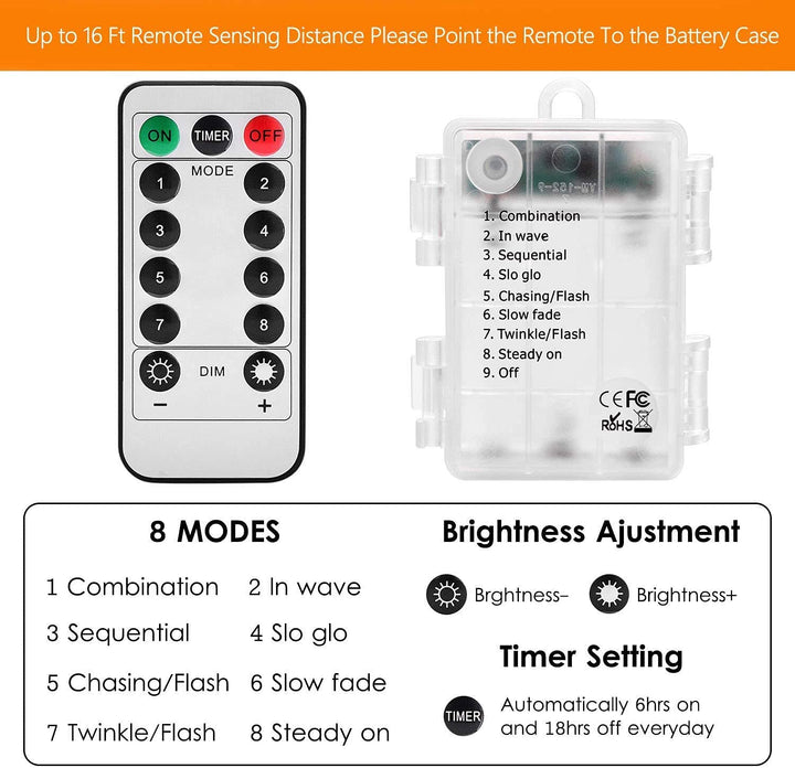 LED Rope Lights Battery Operated String Lights-40Ft 120 LEDs 8 Modes Outdoor Waterproof Fairy Lights Dimmable/Timer with Remote for Camping Party Garden Holiday Decoration