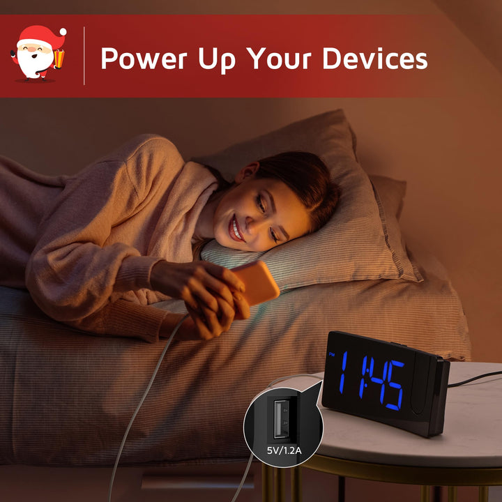 GOLOZA Projection Alarm Clock, Digital Clock with 180° 
